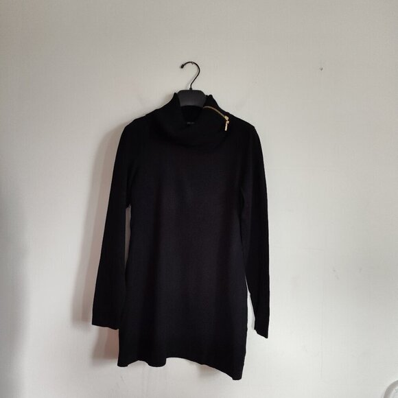 Ladies SZ PM Inc Black Ornamental Zip Collar Sweater - Picture 1 of 3